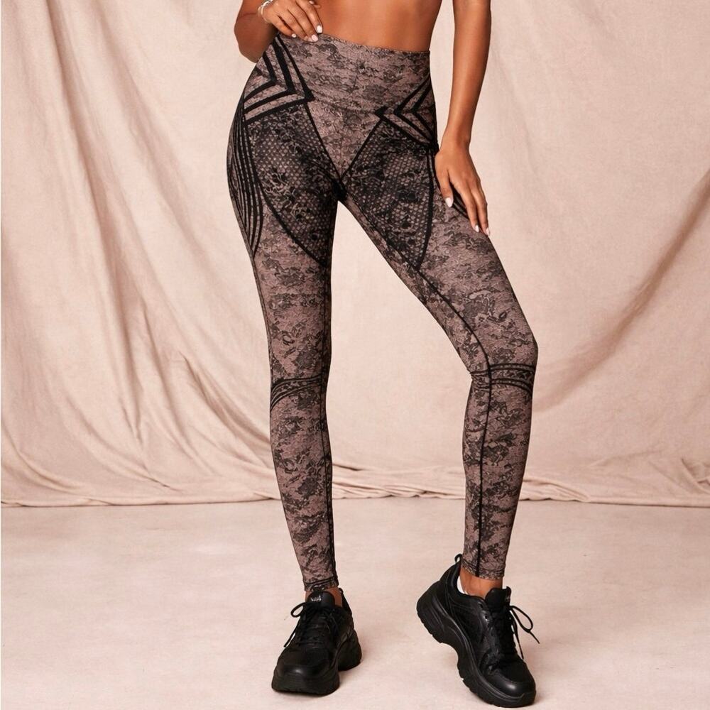 Savage X Fenty Special FX Black Lace Velvet High Waist Leggings S NWT